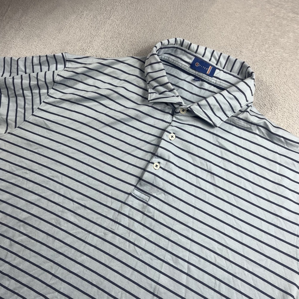 Stitch Polo Shirt Mens 2XL Blue Short Sleeve Performance Stretch Golf Preppy